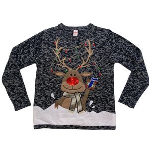 CHRISTMAS woman's size small S reindeer lights ugly tacky holiday party sweater